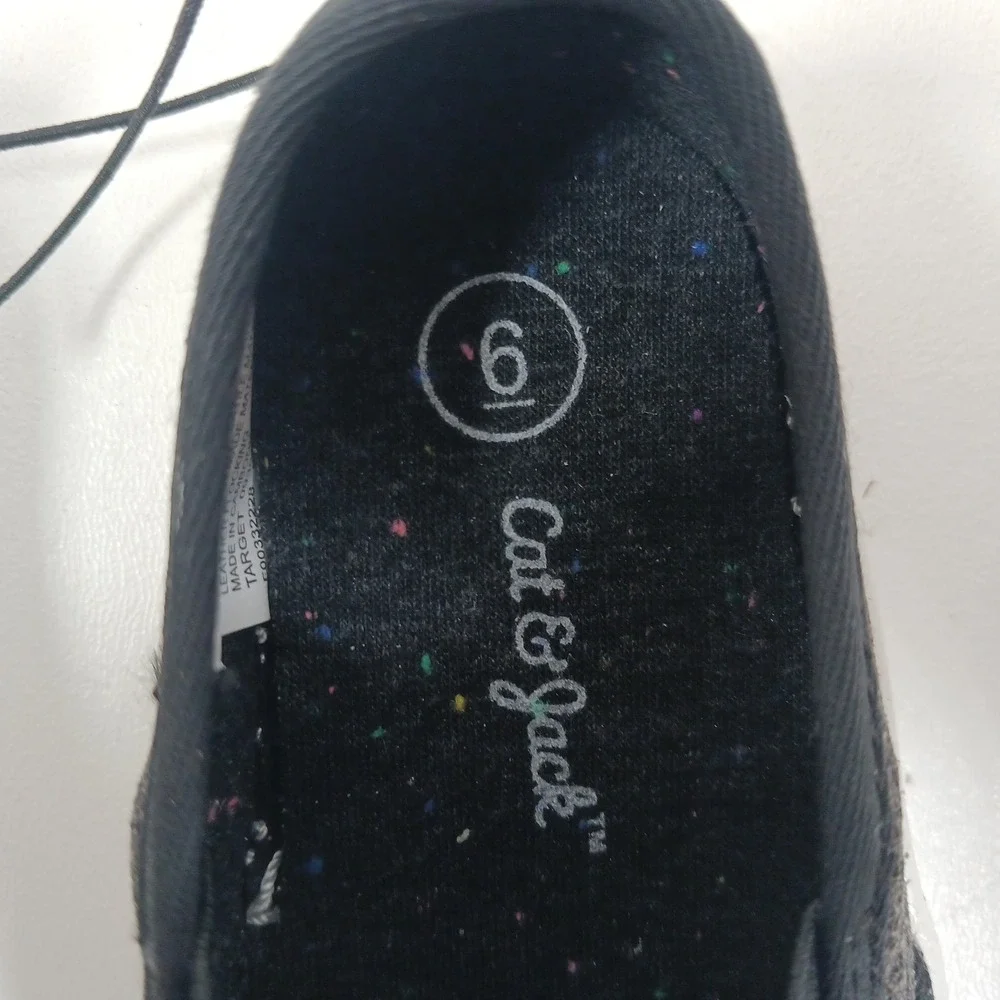Cat & Jack Toddler Yana Glitter Slip On Sneakers Black Sparkle Size 6 NWT